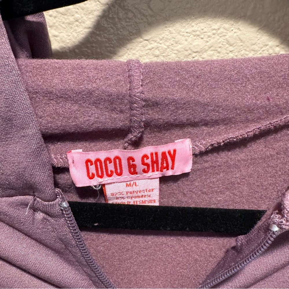 Mauve Zip-Up Fleece Lined Hoodie size M - Picture 3 of 7